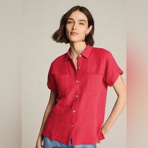 Lola River Red Gauze Women's Button-Up Top size Small